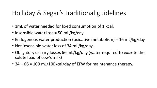 holliday segar formula